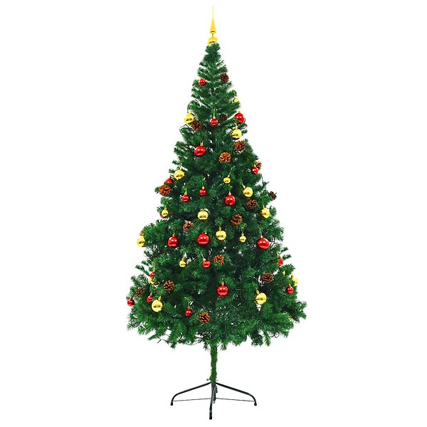 VIDAXL - vidaXL Arbre de Noël artificiel pré-éclairé avec boules vert 210 cm - large