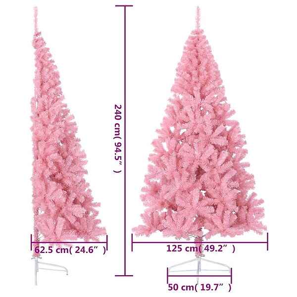 VIDAXL - vidaXL Demi sapin de Noël artificiel avec support Rose 240 cm PVC - large