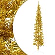 VIDAXL - vidaXL Demi sapin de Noël artificiel mince avec support Doré 240 cm - vignette