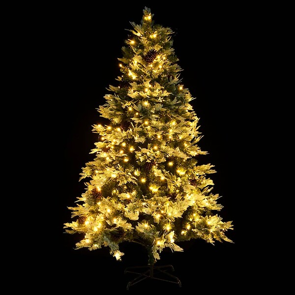 VIDAXL - vidaXL Sapin de Noël pré-éclairé et pommes de pin vert 195cm PVC et PE - large