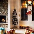 VIDAXL - vidaXL Demi sapin de Noël artificiel mince avec support Noir 150 cm - vignette