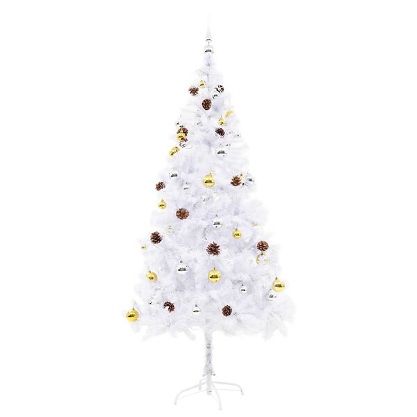 VIDAXL - vidaXL Arbre de Noël artificiel pré-éclairé avec boules blanc 180 cm - large