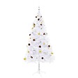 VIDAXL - vidaXL Arbre de Noël artificiel pré-éclairé avec boules blanc 180 cm - vignette