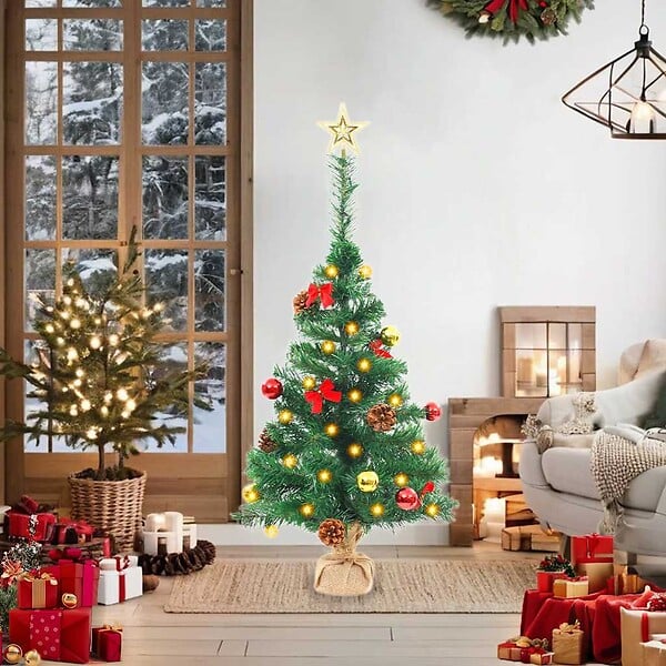 VIDAXL - vidaXL Arbre de Noël artificiel pré-éclairé avec boules vert 64 cm - large