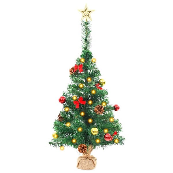 VIDAXL - vidaXL Arbre de Noël artificiel pré-éclairé avec boules vert 64 cm - large