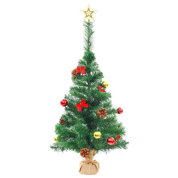 VIDAXL - vidaXL Arbre de Noël artificiel pré-éclairé avec boules vert 64 cm - large