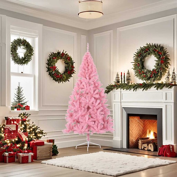 VIDAXL - vidaXL Demi sapin de Noël artificiel avec support Rose 180 cm PVC - large