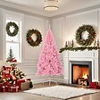 VIDAXL - vidaXL Demi sapin de Noël artificiel avec support Rose 180 cm PVC - vignette