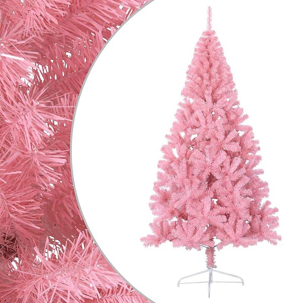 VIDAXL - vidaXL Demi sapin de Noël artificiel avec support Rose 180 cm PVC - large