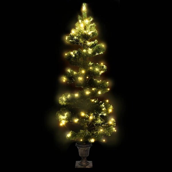 VIDAXL - vidaXL Arbre de Noël hélicoïdal pré-éclairé avec pot vert 120 cm PVC - large