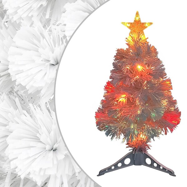 VIDAXL - vidaXL Arbre de Noël artificiel pré-éclairé blanc 64 cm fibre optique - large
