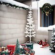 VIDAXL - vidaXL Demi sapin de Noël artificiel mince avec support Blanc 210 cm - vignette