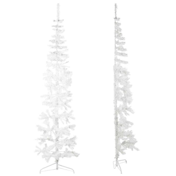 VIDAXL - vidaXL Demi sapin de Noël artificiel mince avec support Blanc 210 cm - large