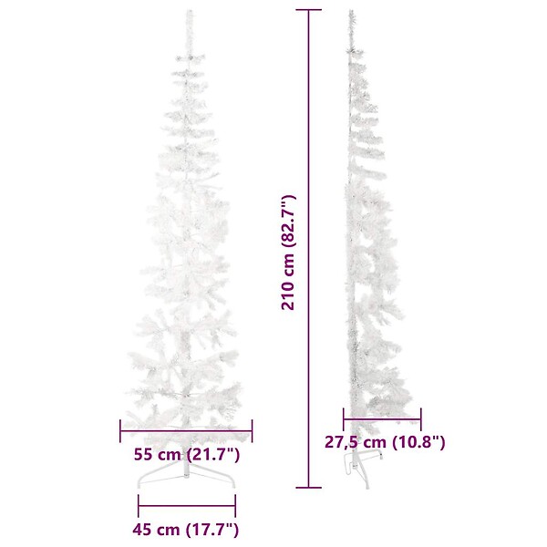 VIDAXL - vidaXL Demi sapin de Noël artificiel mince avec support Blanc 210 cm - large