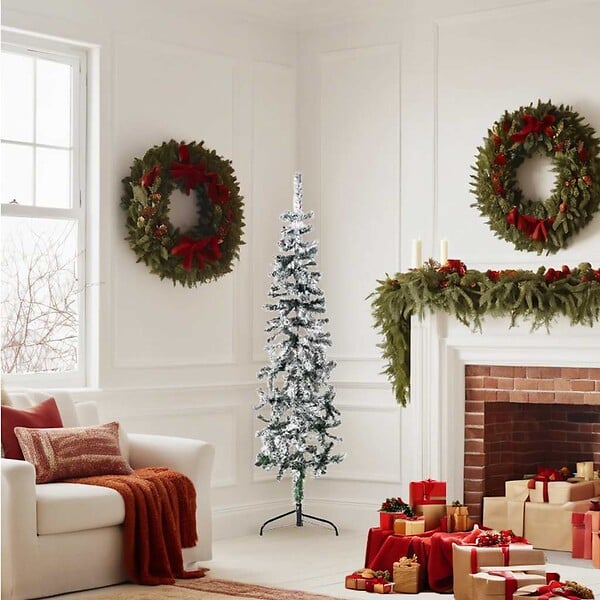 VIDAXL - vidaXL Demi sapin de Noël artificiel mince avec neige floquée 150 cm - large