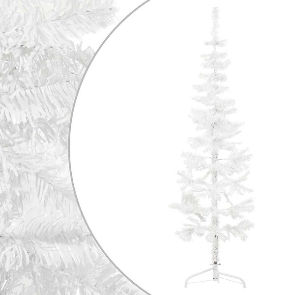 VIDAXL - vidaXL Demi sapin de Noël artificiel mince avec support Blanc 150 cm - large