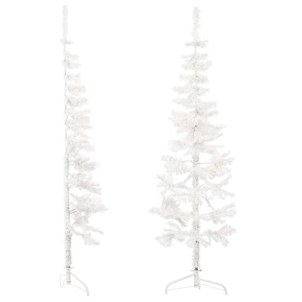 VIDAXL - vidaXL Demi sapin de Noël artificiel mince avec support Blanc 150 cm - large