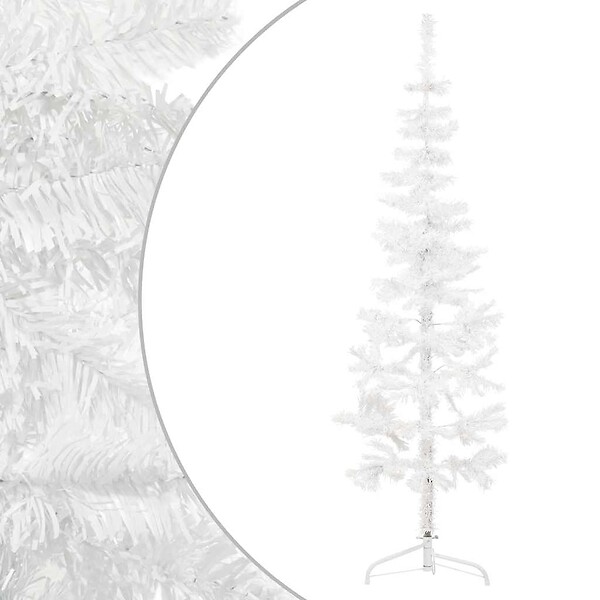 VIDAXL - vidaXL Demi sapin de Noël artificiel mince avec support Blanc 180 cm - large
