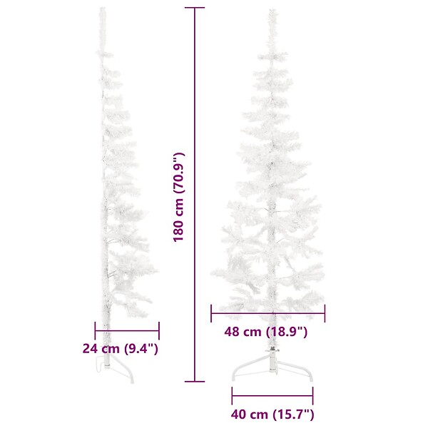 VIDAXL - vidaXL Demi sapin de Noël artificiel mince avec support Blanc 180 cm - large