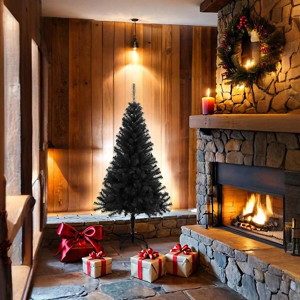 VIDAXL - vidaXL Sapin de Noël artificiel avec support noir 150 cm PVC - large