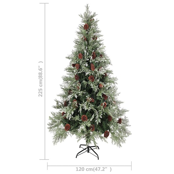 VIDAXL - vidaXL Sapin de Noël avec pommes de pin Vert et blanc 225 cm PVC et PE - large