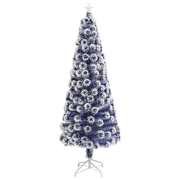 VIDAXL - vidaXL Arbre de Noël artificiel pré-éclairé blanc/bleu fibre optique - large
