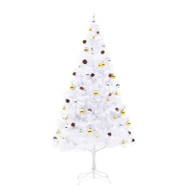 VIDAXL - vidaXL Arbre de Noël artificiel pré-éclairé avec boules blanc 210 cm - large