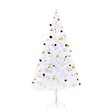 VIDAXL - vidaXL Arbre de Noël artificiel pré-éclairé avec boules blanc 210 cm - vignette