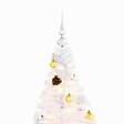 VIDAXL - vidaXL Arbre de Noël artificiel pré-éclairé avec boules blanc 210 cm - vignette