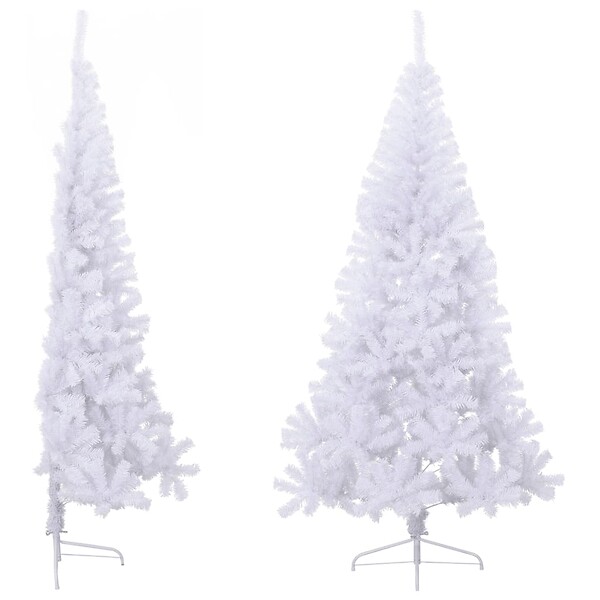 VIDAXL - vidaXL Sapin de Noël artificiel moitié avec support blanc 240 cm PVC - large