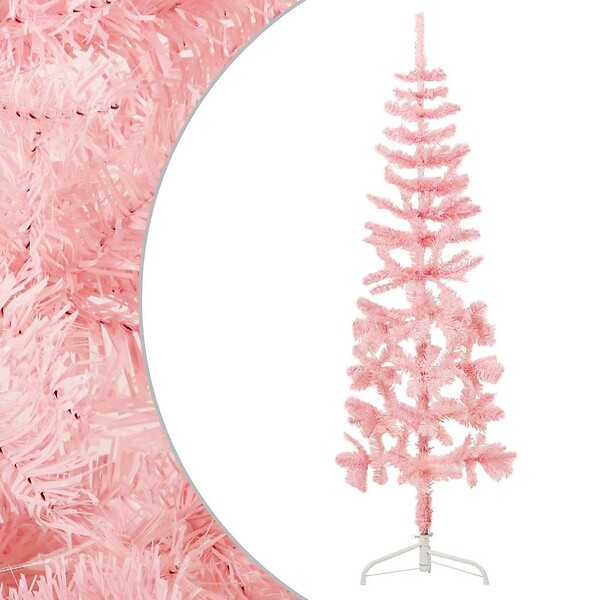 VIDAXL - vidaXL Demi sapin de Noël artificiel mince avec support Rose 150 cm - large