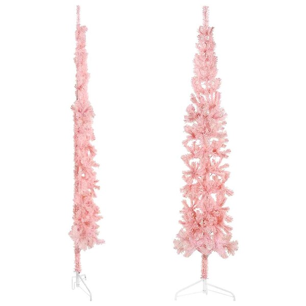 VIDAXL - vidaXL Demi sapin de Noël artificiel mince avec support Rose 210 cm - large