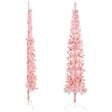 VIDAXL - vidaXL Demi sapin de Noël artificiel mince avec support Rose 210 cm - vignette