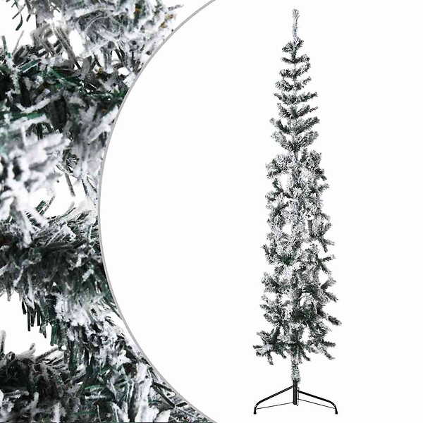 VIDAXL - vidaXL Demi sapin de Noël artificiel mince avec neige floquée 240 cm - large