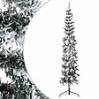 VIDAXL - vidaXL Demi sapin de Noël artificiel mince avec neige floquée 240 cm - vignette