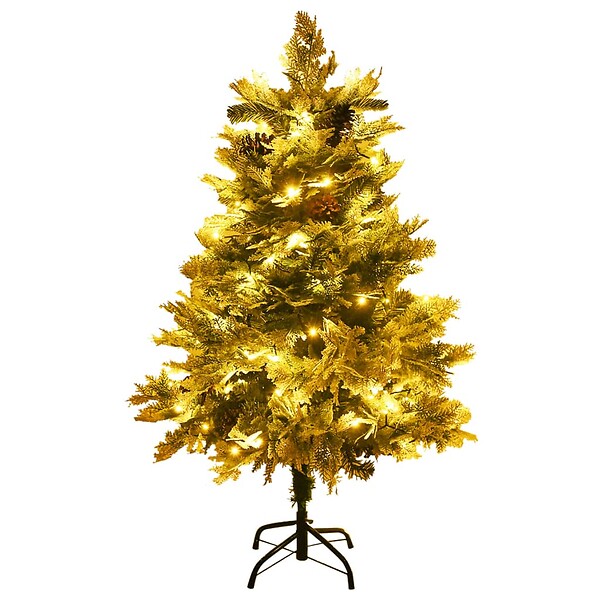VIDAXL - vidaXL Sapin de Noël pré-éclairé et pommes de pin vert 150cm PVC et PE - large