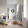 VIDAXL - vidaXL Demi sapin de Noël artificiel avec support argenté 210 cm PET - vignette