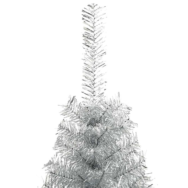 VIDAXL - vidaXL Demi sapin de Noël artificiel avec support argenté 210 cm PET - large