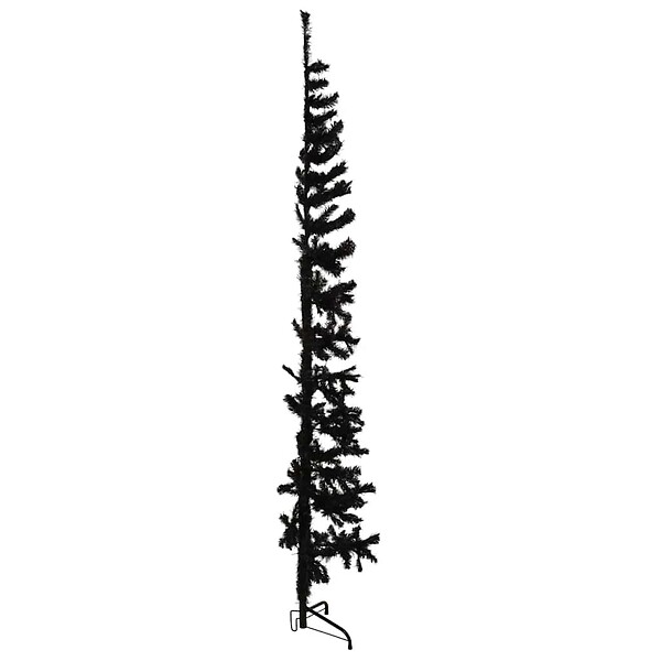 VIDAXL - vidaXL Demi sapin de Noël artificiel mince avec support Noir 210 cm - large