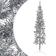 VIDAXL - vidaXL Demi sapin de Noël artificiel mince avec support Argenté 120 cm - vignette