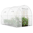 ID MARKET - Serre de jardin tunnel 6m² 3 x 2 x 2 m acier galvanisé + bâche anti-UV avec porte et fenêtres ROMA blanche - vignette