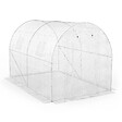 ID MARKET - Serre de jardin tunnel 6m² 3 x 2 x 2 m acier galvanisé + bâche anti-UV avec porte et fenêtres ROMA blanche - vignette