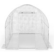 ID MARKET - Serre de jardin tunnel 6m² 3 x 2 x 2 m acier galvanisé + bâche anti-UV avec porte et fenêtres ROMA blanche - vignette