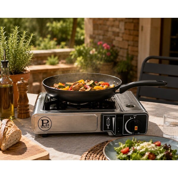 INTEC - Réchaud à Gaz Portable 1Feu 2200W + 4 Cartouches gaz Butane Idéal Réchaud Camping, Van Cuisine Extérieure INTEC - large