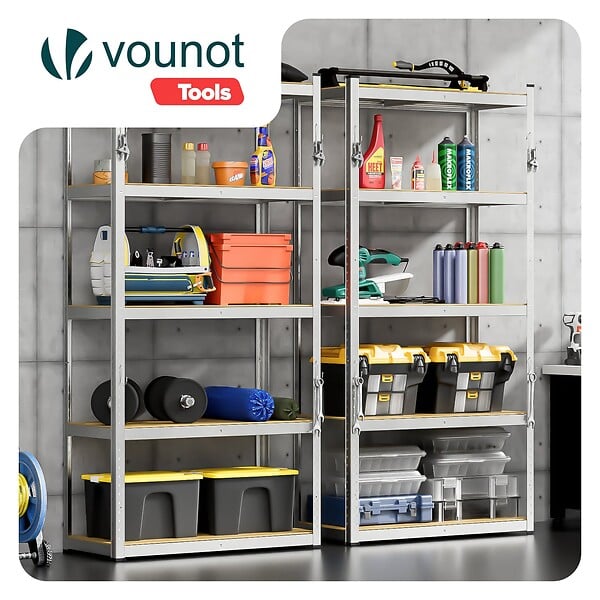 VOUNOT - Lot de 2 etageres de rangement charge lourde robuste 5 niveaux 180x90x40cm - large