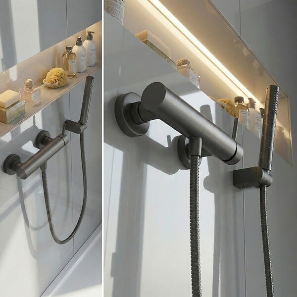 FERRO - CIRICULUS Robinet mitigeur de douche + douchette à main ogris brossé - large