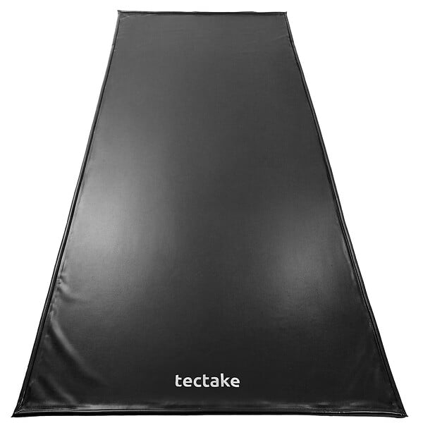 TECTAKE - Tapis de sol garage antidérapant en plastique noir 6,7 x 2,6 m imperméable avec raclette extracteur télescopique - large