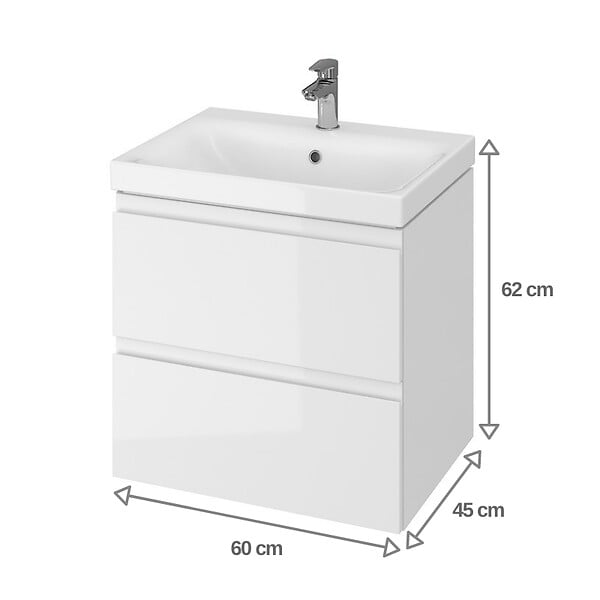 CERSANIT - Meuble de salle de bain-60x45cm-Blanc-Moduo - large