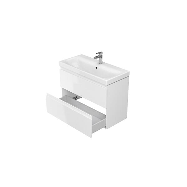 CERSANIT - Meuble salle de bain-80x37.5cm-Gain de place-Blanc Brillant-Moduo Slim - large