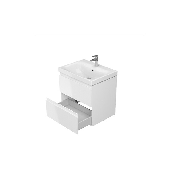 CERSANIT - Meuble salle de bain-50x35cm-Gain de place-Blanc Brillant-Moduo Slim - large